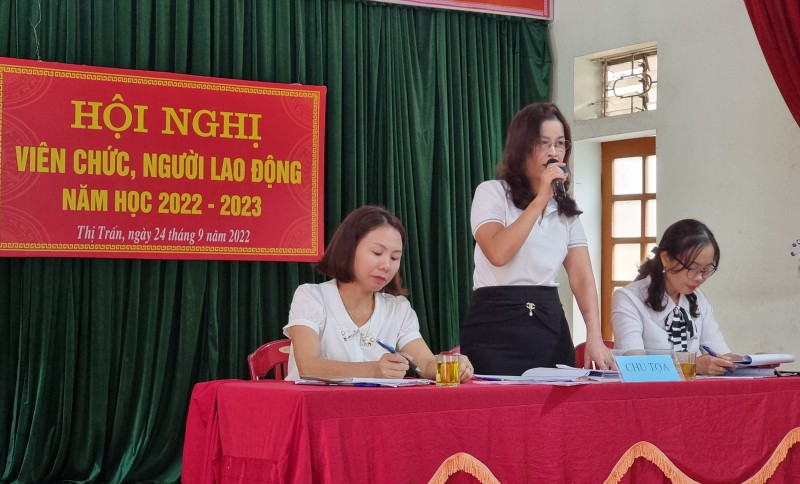 Các trường học trên địa bàn Thị trấn Đô Lương tổ chức thành công hội nghị viên chức, người lao động năm học 2022 - 2023